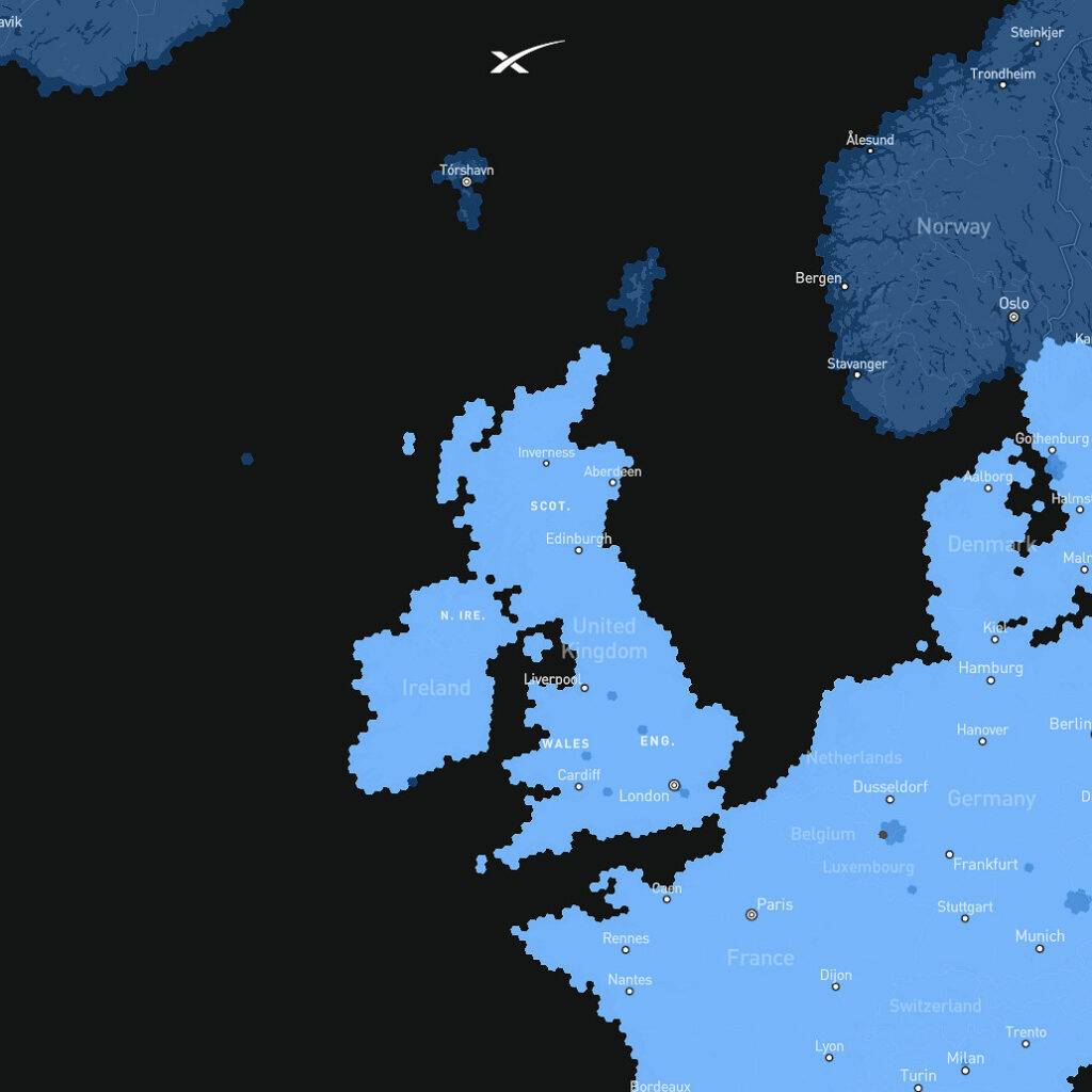 Starlink UK Availability Map July 2022